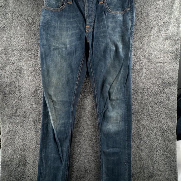 Nudie Jeans Co Mens Jeans Denim Pants Trouser Size 28x32 GRIM TIM WHITE KNEE - Picture 2 of 16